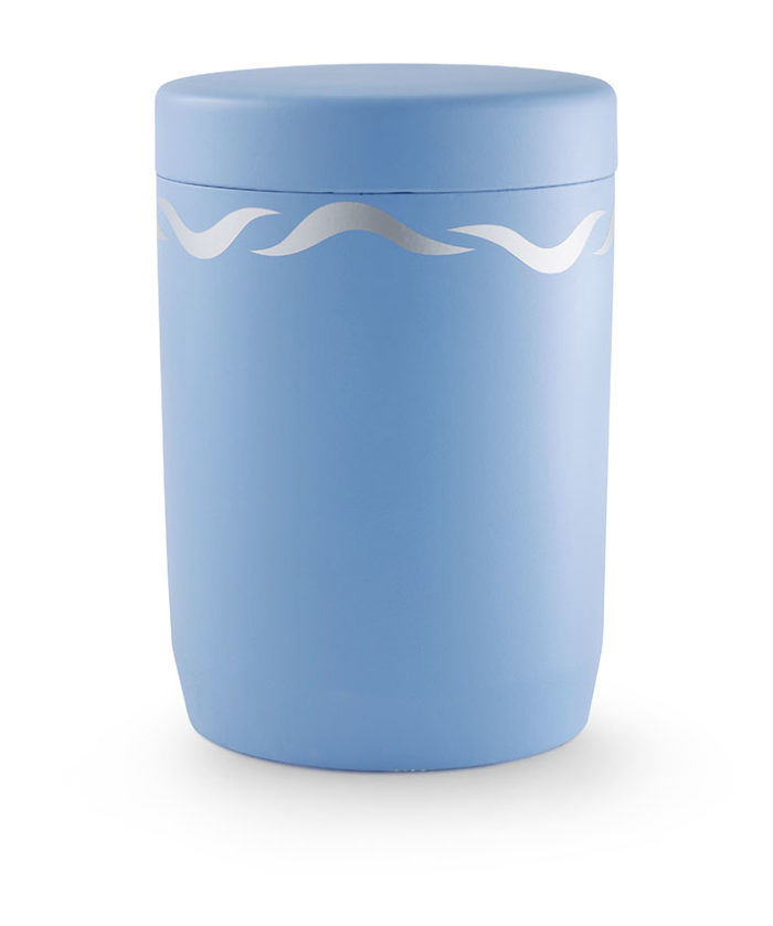 Wateroplosbare urn blauw met golfpatroon (1060fb)