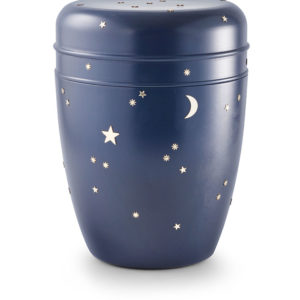 Wateroplosbare urn blauw met sterrenmotief