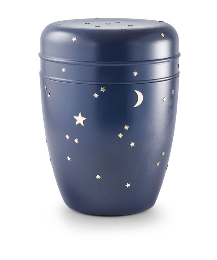Wateroplosbare urn blauw met sterrenmotief