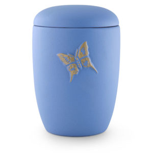 keramische urn blauw met vlinder erop (21)