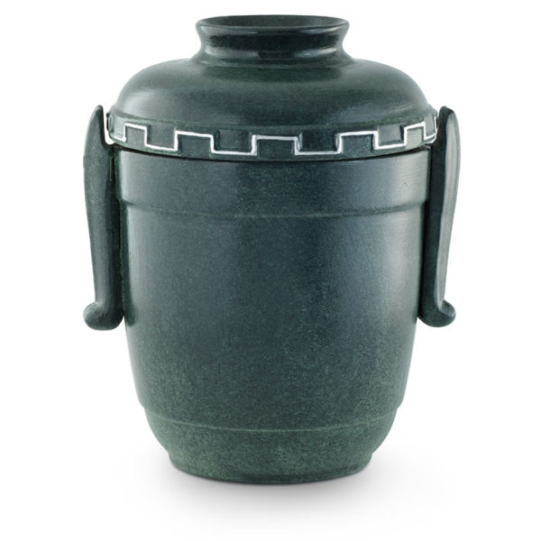 keramische urn groen gepatineerd draagkruik model (73)